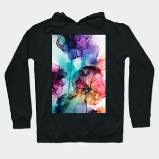 Rainbow Flowers - Abstract Alcohol Ink Art Hoodie